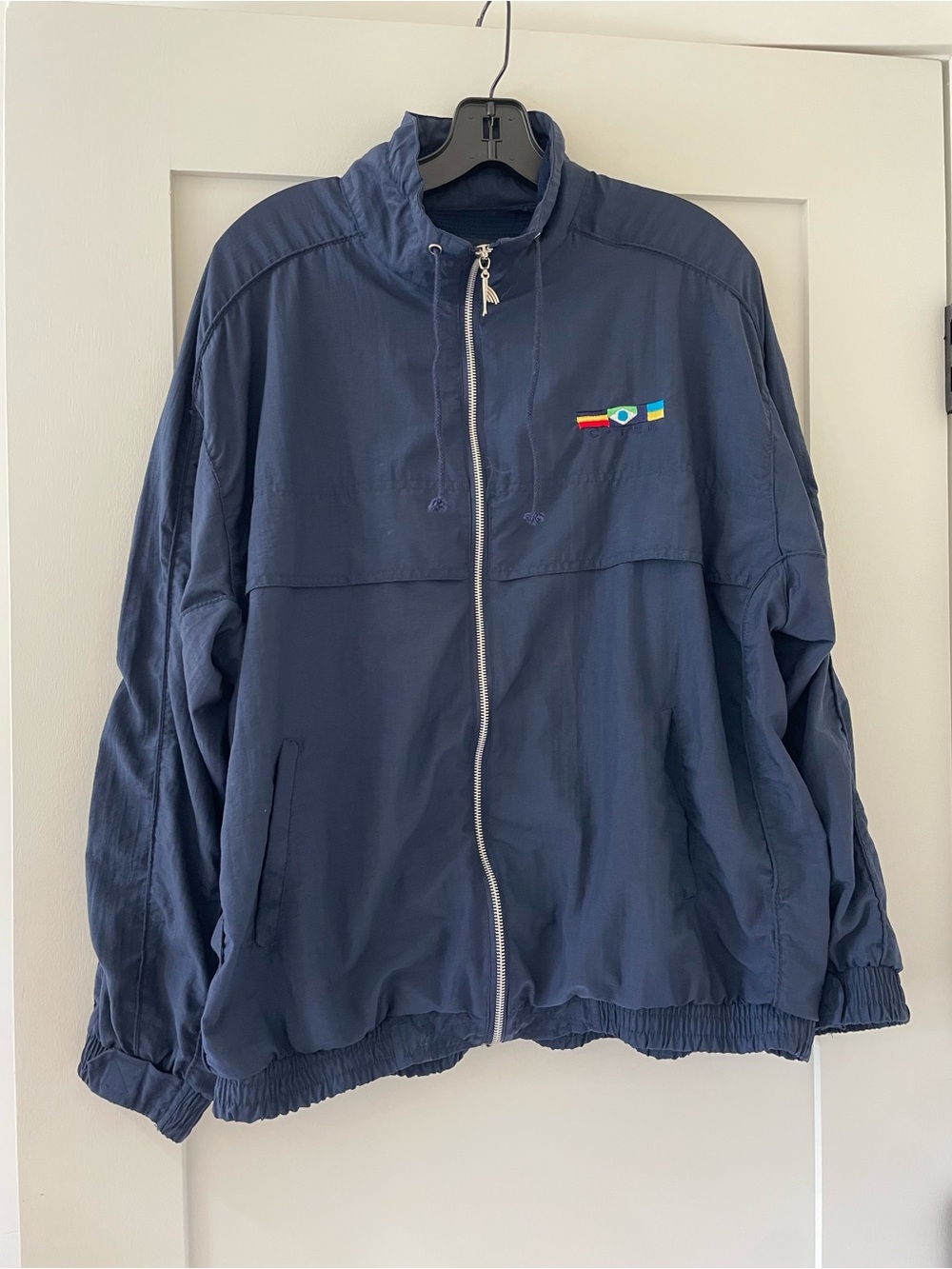 Catalina Navy Blue Zip-Up Windbreaker with Flag Accent